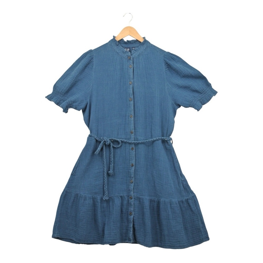 GAP NWT Denim Blue Dress with Tie Belt L (Tall) - Picture 2 of 9
